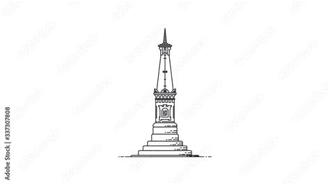Tugu Jogja Landmark Of Yogyakarta City Flat Design Vector Logo Icon
