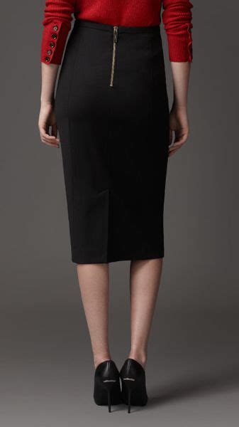 burberry bow detail stretch wool pencil skirt in black lyst