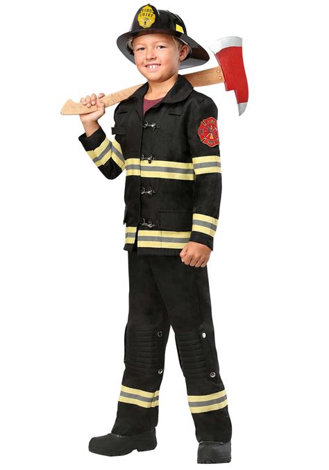 Black Uniform Firefighter Costume For Kids