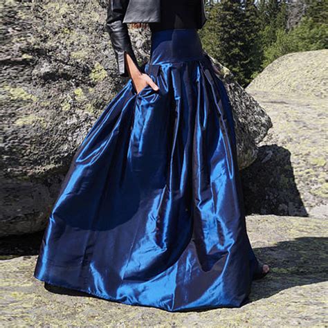 England Style Taffeta Long Skirts For Women Puffy Floor Length Maxi