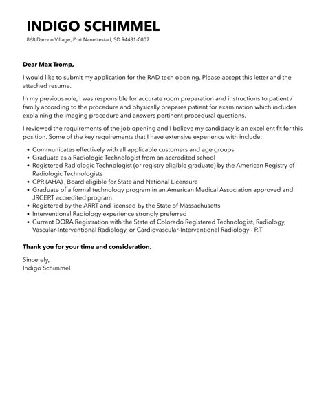 rad tech cover letter velvet jobs