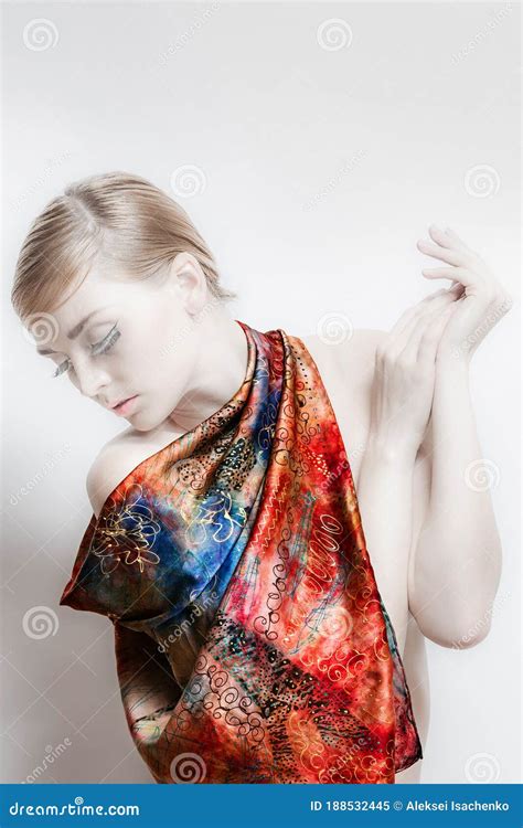 Porcelain Naked Lady With Silk Shawl Stock Image Image Of Body Portrait