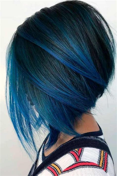 Bob Haircut With Blue Highlights Undercut Bob Hairstyles Blue Hair