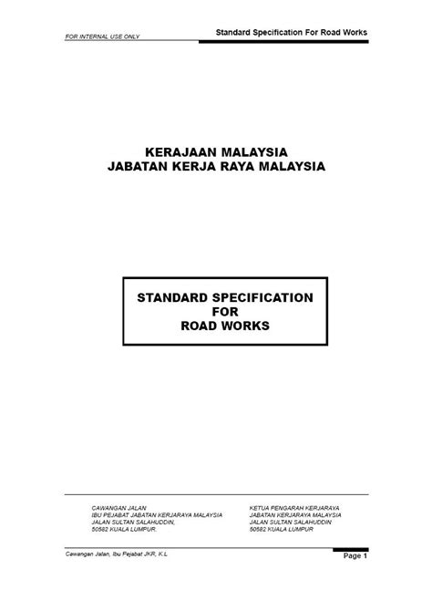 Jurukur Bahan Jkr Standard Specifications For Road Works