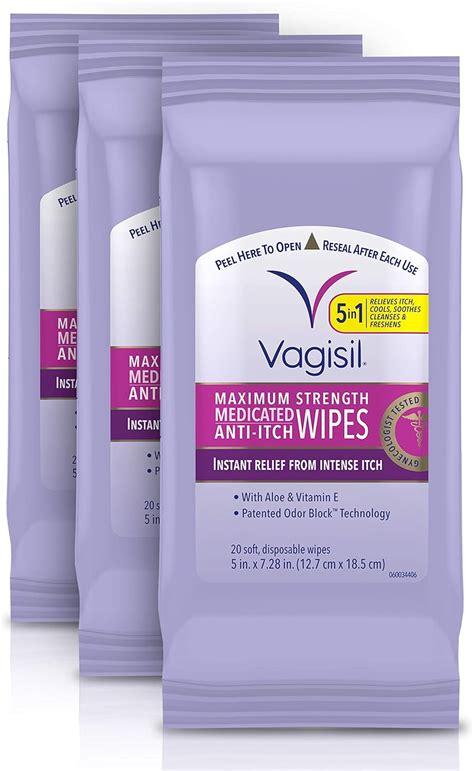 Vagisil Anti Itch Medicated Feminine Vaginal Wipes Maximum Strength 20