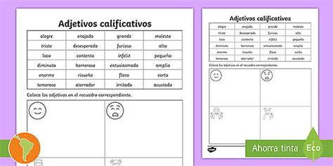 Ficha De Actividad Adjetivos Calificativos Guía De Trabajo