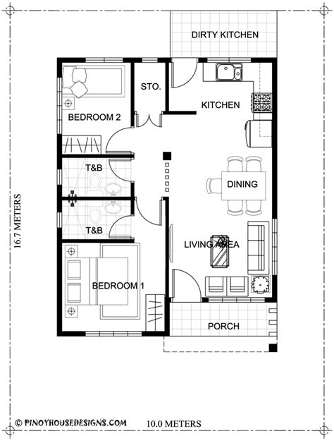 Two Bedroom Small House Design Phd 2017035 Pinoy House Designs