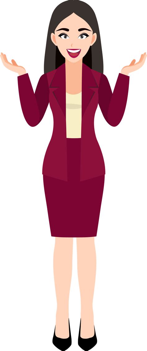 Businesswoman Cartoon Character Set Beautiful Business Woman In Office