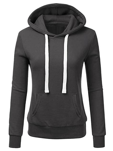 Women S Plain Hooded Sweatshirt Winter Hoodies Jumper Tops Pullover Plus Size