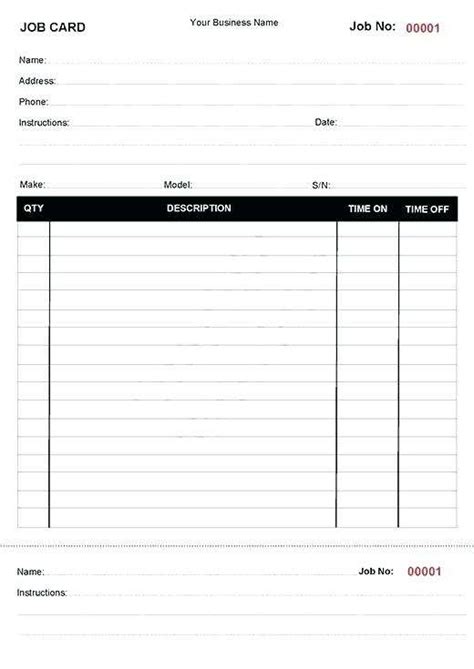 80 Customize Our Free Job Card Templates Word For Ms Word For Job Card
