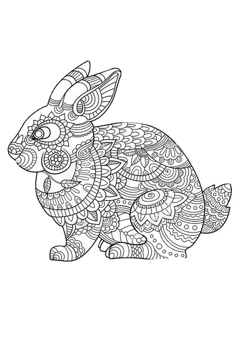 Printable Zentangle Rabbit Mandala Coloring Pages For