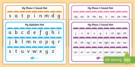 Phase 1 To 5 Sound Mats Letters And Sounds Phases Overview