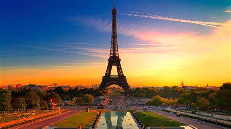Wallpaper Eiffel Tower Paris Buildings Sunset France Architecture