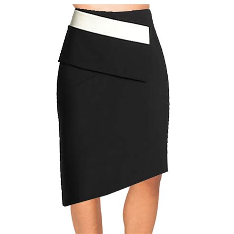 Black And White Asymmetrical Pencil Skirt Elizabeths Custom Skirts