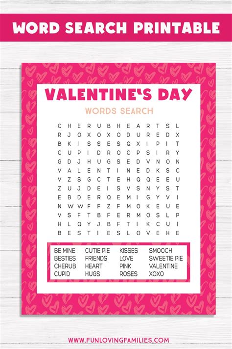 valentines day word search printable  fun loving families