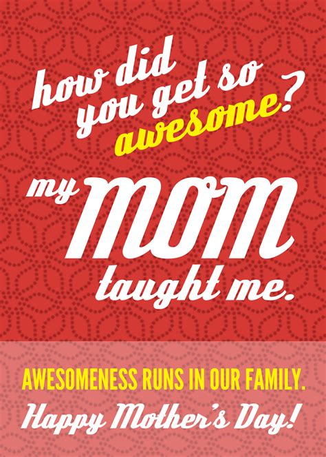 Diy Printable Awesome Mom Mothers Day Card