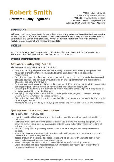 Dynamic and meticulous quality engineer with 5+ years of professional experience in a gmp environment. Software Quality Engineer Resume Samples | QwikResume