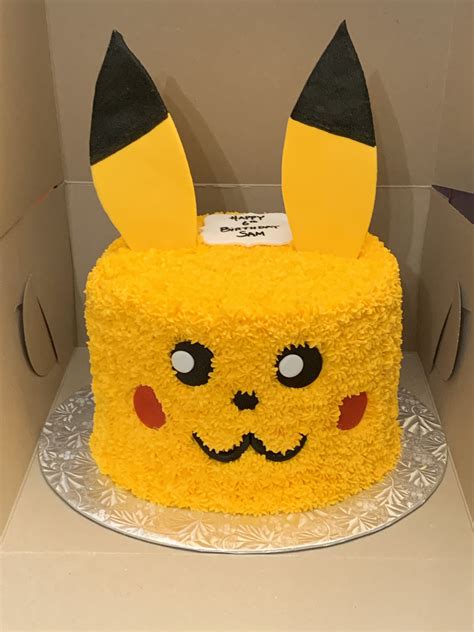 Pokémon Cake Double Layered Cake With Fondant Eyes And Ears Pikachu