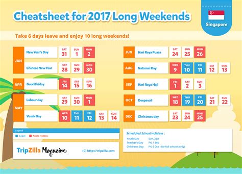 10 Long Weekends In Singapore In 2017 Bonus Planner And Cheatsheet