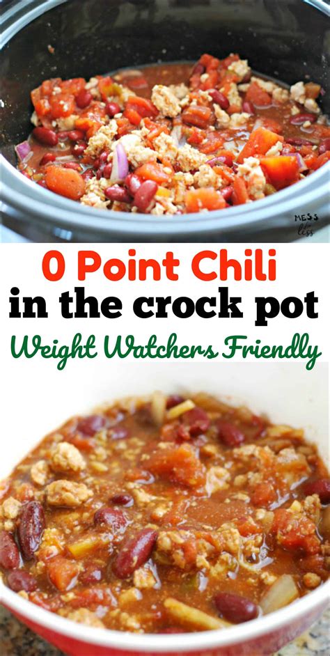 Just load it up at night and let the magic happen while you dream, or prepare breakfast for the week over the weekend. 0 Point Chili in the Crock Pot - Mess for Less
