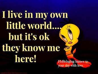 'tell me,do you feel the way i feel?'cause nothing else is realin the la la land machine', charl. ...my own little world I call La La Land! | Tweety bird quotes, Everyday quotes, Snoopy quotes