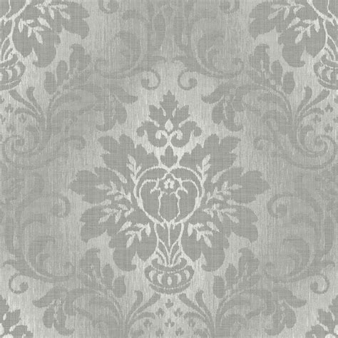 Fabric Effect Damask Wallpaper By Grandeco Silver A10904