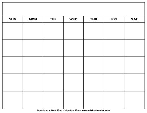 Free Printable Blank Calendar Template Best Calendar Example