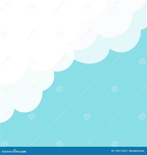 Blue Sky Fluffy White Cloud In The Corner Frame Template Cloudy