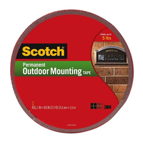 Scotch Permanent Outdoor Mounting Tape 1 Inch X 450 Inches 4011 Long