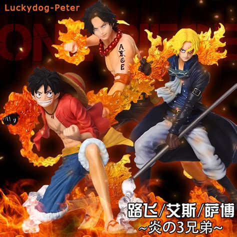 One Piece Attack Styling Ace Sabo Luffy 3pcsset Action Figures Fire