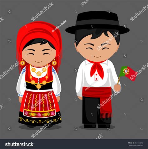 Finding the dress was pretty simple! Portuguese in national dress with a flag. Man and woman in ...