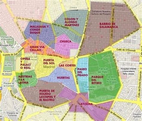 Mapa De Los Barrios En Madrid Barrios De Madrid Madrid Ciudad Y El Barrio