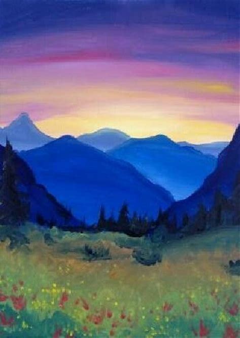 Image Result For Easy Watercolor Sunset Mountains Landscape Paintings