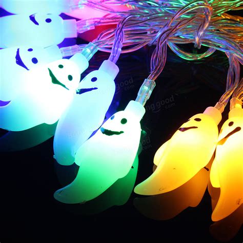Halloween 20 Led Ghost Colorful String Lights Garden Courtyard Holiday