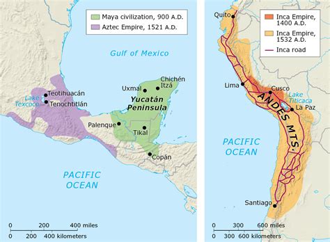 Map 12 Maya Aztec And Inca Civilizations Presents Two Maps One