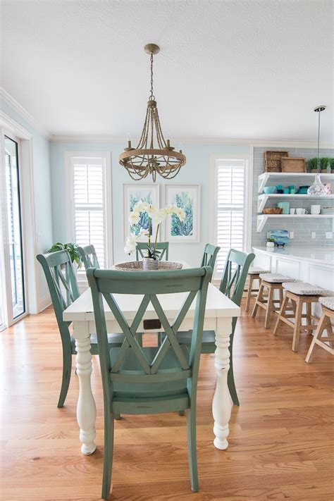 Find a beautiful coastal themed dresser or a headboard for your beach bedroom. Blue and White Coastal Dining Room - The Lilypad Cottage