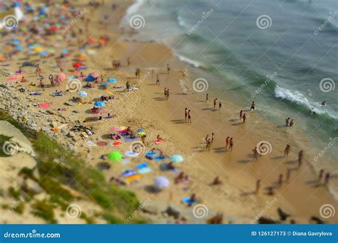 People Relaxing On Ocean Portugal Beach Editorial Stock Photo Image