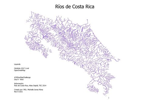 Costa Rica Physical Map With Rivers