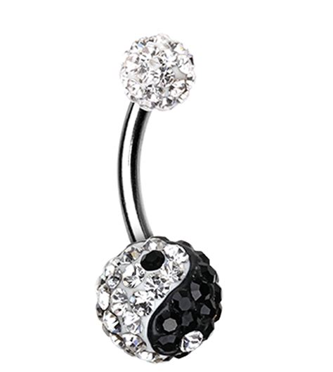 Ying Yang Sparkling Belly Button Ring Belly Jewelry Belly Piercing Jewelry Cute Belly Rings