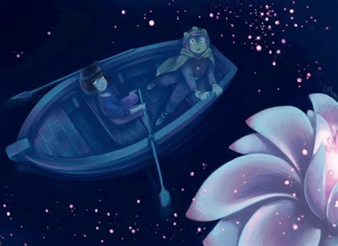 Couple Rowing Near Magical Flower Cartoon Illustration Via Facebook