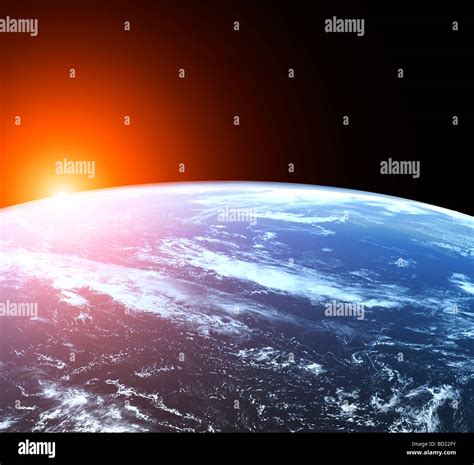 Nasa View Of Earth At Sunrise From Space Stock Photo Alamy