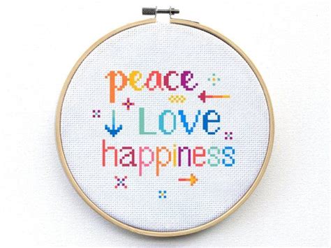 Cross stitch patterns come in different sizes with the easiest usually being the smallest. Peace Love and Happiness Cross Stitch Pattern Beginner ...