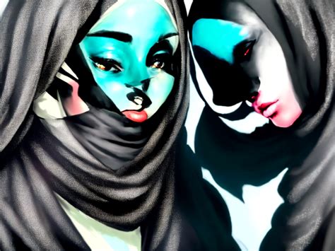 Ai Art Generator Aus Text Two Black Muslim Girls Full With Hijab And Burqa Img