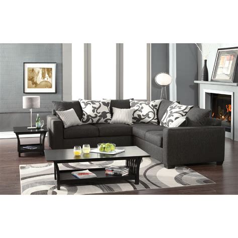 Venetian Worldwide Cranbrook Charcoal Gray Sectional Sofa Made In Usa