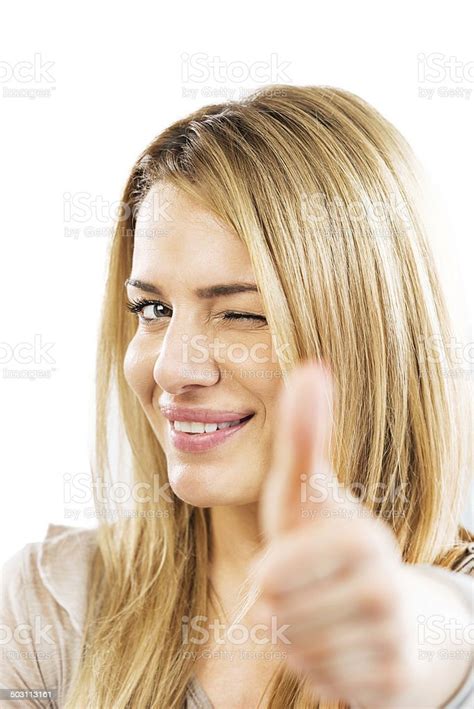 Woman Showing Thumbs Up Stock Photo Download Image Now 30 39 Years