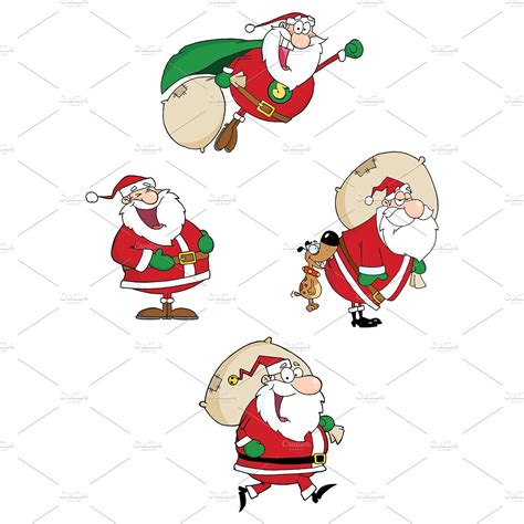 Happy Santa Claus Collection Illustrator Graphics ~ Creative Market