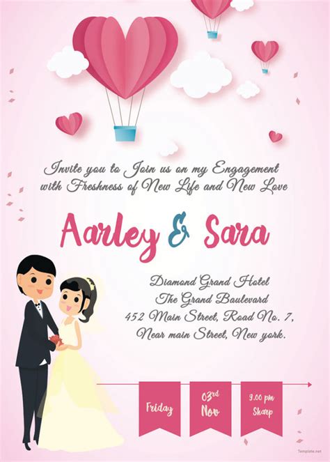 Engagement Invitation Card Psd Template Free Download Printable Templates