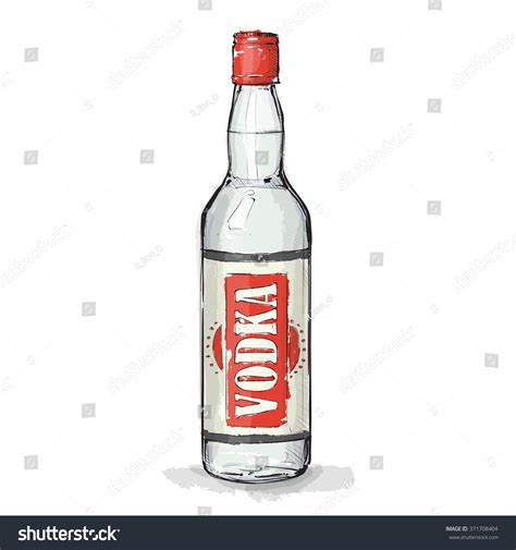 Hand Draw Vodka Bottle Vector Illustration Stock Vector 371708404