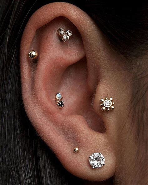 Unique Multiple Ear Piercing Ideas With Jewels Tragus Stud Cartilage