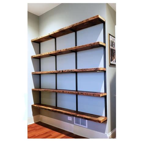 Reclaimed Wood Bookshelf Wall Mount Bookcase Wood Storage Etsy Wall